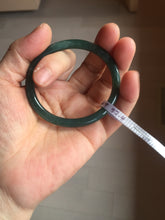 Load image into Gallery viewer, 50.5mm Certified Type A 100% Natural dark green/blue/gray Guatemala slim round cut oval Jadeite bangle BP195-2469