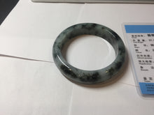 Load image into Gallery viewer, 53.5mm certified 100% natural Type A dark green black white Blooming Ink(水墨花开) jadeite jade bangle PB292-0508