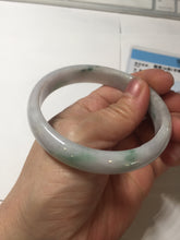 Load image into Gallery viewer, 58.7mm certified Type A 100% Natural purple white green with green floating flowers Jadeite Jade bangle BL126-1267