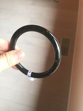 Load image into Gallery viewer, 58.5mm 100% Natural dark green/black meteorite Stellar Night sky round cut nephrite bangle HF105-8794