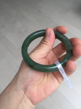 Load image into Gallery viewer, 56.3mm certified 100% Natural dark green black (碧玉) nephrite Jade bangle HT104-1584