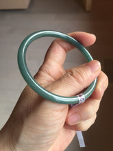 Load image into Gallery viewer, 59.5mm Certified Type A 100% Natural dark green/blue/gray Guatemala slim round cut Jadeite bangle BP194-2462