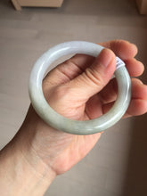 Load image into Gallery viewer, 54.6mm certified 100% natural Type A light gray white purple round cut jadeite jade bangle AA120-4902