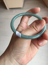 Load image into Gallery viewer, 61mm Certified Type A 100% Natural Light Blue Green Gray Ru Kiln Sky Celadon Blue (汝窑天青蓝) Guatemala Jadeite Jade Slim Round Bangle AZ166-0274