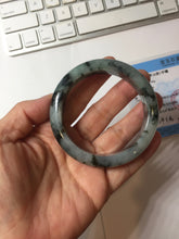 Load image into Gallery viewer, 53.5mm certified 100% natural Type A dark green black white Blooming Ink(水墨花开) jadeite jade bangle PB292-0508