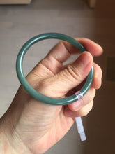 Load image into Gallery viewer, 59.5mm Certified Type A 100% Natural dark green/blue/gray Guatemala slim round cut Jadeite bangle BP194-2462