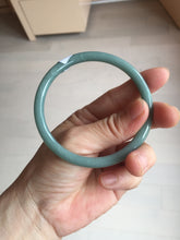 Load image into Gallery viewer, 61mm Certified Type A 100% Natural Light Blue Green Gray Ru Kiln Sky Celadon Blue (汝窑天青蓝) Guatemala Jadeite Jade Slim Round Bangle AZ166-0274