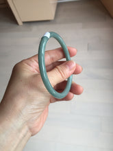 Load image into Gallery viewer, 61mm Certified Type A 100% Natural Light Blue Green Gray Ru Kiln Sky Celadon Blue (汝窑天青蓝) Guatemala Jadeite Jade Slim Round Bangle AZ166-0274