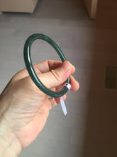 Load image into Gallery viewer, 56.5mm Certified Type A 100% Natural dark green/blue/gray Guatemala slim round cut Jadeite bangle BP193-2452