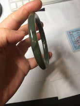 Load image into Gallery viewer, 59.4mm certified 100% Natural dark green gray black round cut nephrite bangle HN157-9684