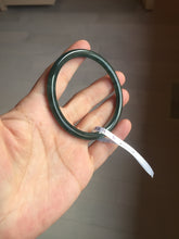 Load image into Gallery viewer, 56.5mm Certified Type A 100% Natural dark green/blue/gray Guatemala slim round cut Jadeite bangle BP193-2452