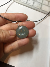 Load image into Gallery viewer, 21.6mm Type A 100% Natural oily dark green gray black(老油青) Jadeite Jade Safety Guardian Button donuts couple pendant PB196