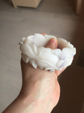 Load image into Gallery viewer, 55.5mm 100% natural pink red brown beige carved Goldern fish and lotus (金玉满堂) Quartzite (Shetaicui jade) bangle SY127