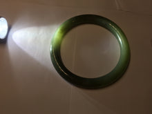 Load image into Gallery viewer, 59.4mm certified 100% Natural dark green gray black round cut nephrite bangle HN157-9684