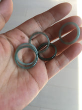 Load image into Gallery viewer, 18.8mm size 8 3/4 100% natural type A icy watery green/blue slim style Guatemala jadeite jade band ring group BP73