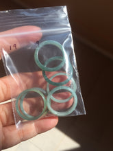 Load image into Gallery viewer, 19mm size 9 100% natural type A icy watery green/blue slim style Guatemala jadeite jade band ring group BP72