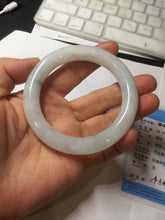 Load image into Gallery viewer, 53.5mm Certified Type A 100% Natural light green white round cut Jadeite bangle PF60-0516