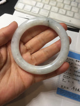 Load image into Gallery viewer, 53.5mm Certified Type A 100% Natural light green white round cut Jadeite bangle PF60-0516