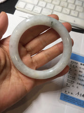 Load image into Gallery viewer, 53.5mm Certified Type A 100% Natural light green white round cut Jadeite bangle PF60-0516
