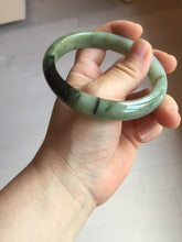 Load image into Gallery viewer, 53.5mm certified 100% natural Type A dark green black white Blooming Ink(水墨花开) jadeite jade bangle PB292-0508