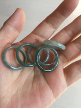 Load image into Gallery viewer, 19mm size 9 100% natural type A icy watery green/blue slim style Guatemala jadeite jade band ring group BP72