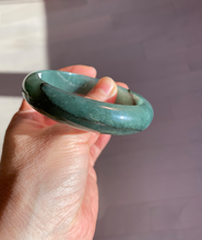 Load image into Gallery viewer, 57.5mm certified type A 100% Natural icy watery dark green/black Jadeite jade bangle AM71-1090