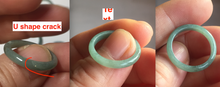 Load image into Gallery viewer, 15.9mm 5 1/4 100% natural type A icy watery green/blue icy watery Guatemala jadeite jade band ring group BL144