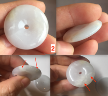 Load image into Gallery viewer, 27-34.5mm Type A 100% Natural green light brown Jadeite Jade Safety Guardian Button donuts Pendant group BL146