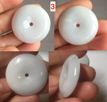Load image into Gallery viewer, 27-34.5mm Type A 100% Natural green light brown Jadeite Jade Safety Guardian Button donuts Pendant group BL146