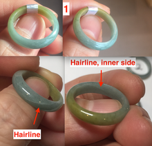 Load image into Gallery viewer, 16.5mm size 6 100% natural type A icy watery green/blue icy watery Guatemala jadeite jade band ring group BP83