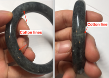 Load image into Gallery viewer, Sale! 100% Natural Certified 56 mm black/white (籽料青花) seed material round cut nephrite Jade bangle HHE105-5500