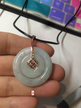 Load image into Gallery viewer, 27mm Type A 100% Natural icy light green Jadeite Jade concentric circle safety Guardian ring Pendant (子母扣,同心环) AX38