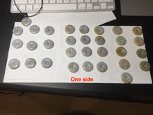 Load image into Gallery viewer, 24-25mm Type A 100% Natural light purple/yellow/white Jadeite Jade Safety Guardian Button donut Pendant/worry stone group BM54