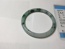 Load image into Gallery viewer, 55mm Certified Type A 100% Natural sunny green light green purple with green floating flowers slim round cut Jadeite bangle PD204-3919