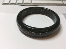 Load image into Gallery viewer, 62.2mm 100% Natural Dark Green/Black Meteorite Starry Night Sky Galaxy Nephrite Bangle HK4-5902