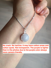 Load image into Gallery viewer, 12.3mm 100% natural type A light purple white Jadeite Jade simple is the best series pendant PB131