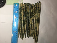 Load image into Gallery viewer, 100% Natural Mottled Green, Olive, and Creamy Yellow Camouflage Color Xiu Jade (Serpentine) Hairpin Group AW60