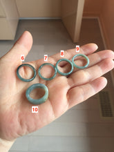 Load image into Gallery viewer, 15.7mm size 5 100% natural type A icy watery green/blue icy watery Guatemala jadeite jade band ring group BP87