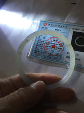 Load image into Gallery viewer, 54.3mm Certified 100% Natural gray black(灰冰) slim round cut nephrite jade bangle HN41-9131