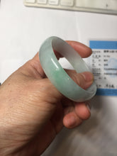 Load image into Gallery viewer, 51.6mm Certified Type A 100% Natural sunny green light green white thin Jadeite Jade bangle BS120-1581