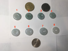 Load image into Gallery viewer, 16.2-18.8mm Type A 100% Natural icy watery light green white Jadeite Jade Safety Guardian Button donuts couple pendant PC132