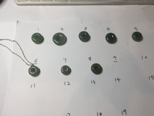 Load image into Gallery viewer, 12-19mm Type A 100% Natural dark green black gray(老油青) Jadeite Safety Guardian Button donuts pendant PF10
