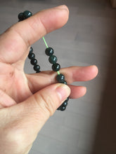 Load image into Gallery viewer, 6.8mm size 50-55mm 100% natural type A icy watery dark green/blue/gray jadeite jade beads bracelet PB80