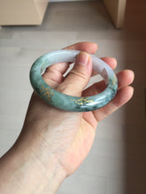 Load image into Gallery viewer, 57.9mm 100% Natural type A dark green purple carved and golden-painted Jadeite Jade bangle BP168-0261