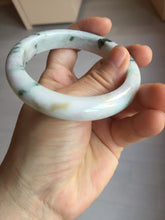 Load image into Gallery viewer, 57.7mm certified 100% natural green/purple/brown(Fu Lu SHOU) with green floating flowers jadeite jade bangle PD141-6311
