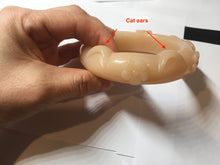 Load image into Gallery viewer, 61.5mm 100% natural pink orange Peach cream Quartzite (Shetaicui jade) 3D carved cat ears/flowers/ingot/bow bangle XY124