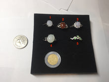 Load image into Gallery viewer, 100% natural type A icy watery light green sunny green brown red clear four-prong jadeite jade ring group PC9