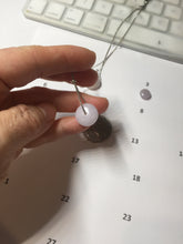 Load image into Gallery viewer, 14mm Type A 100% Natural light purple white Abacus-Bead Peace and Safety Guardian Donuts Buckle jadeite Pendant group PH116