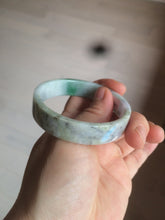 Load image into Gallery viewer, 52.5mm Certified type A 100% Natural sunny green/purple/white square Jadeite Jade bangle AX44-4717