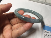 Load image into Gallery viewer, 55.5mm Certified Type A 100% Natural dark green/purple/gray round cut Jadeite bangle AA127-6935